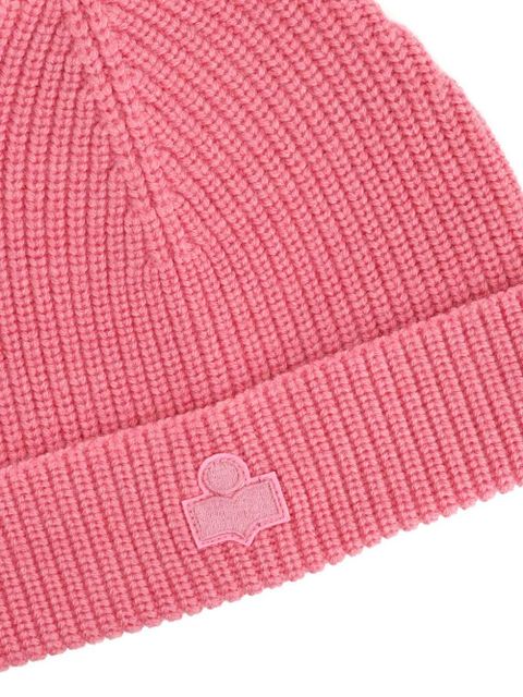 ISABEL MARANT ribbed-knit logo beanie - Pink