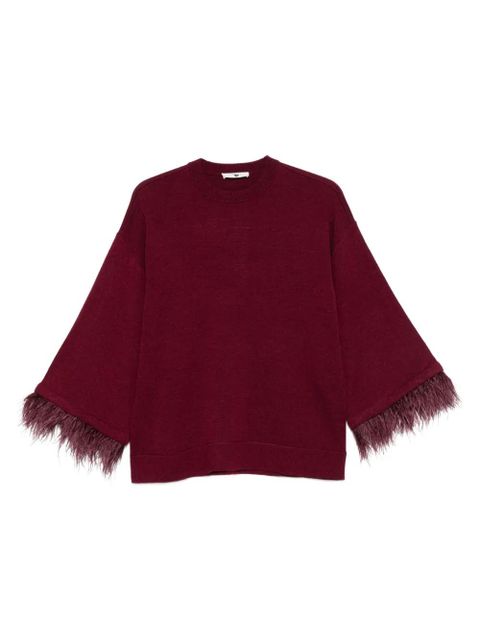 TWINSET feather-trim sweater - Red - zdjęcie produktu nr 1