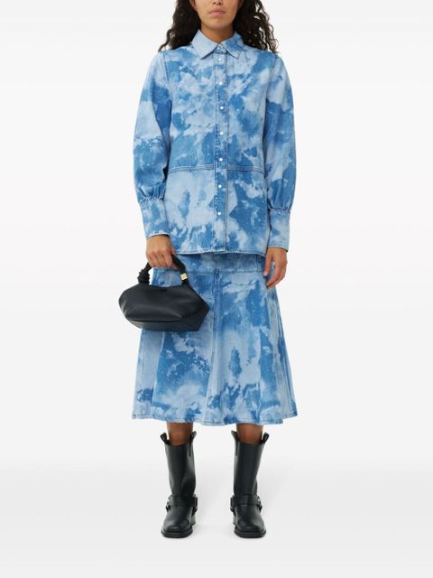 GANNI bleach-wash denim shirt - Blue - zdjęcie produktu nr 2