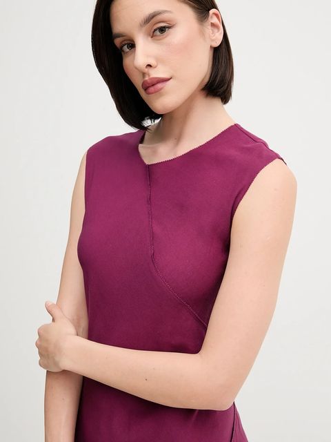 Hoss Intropia sukienka z domieszką lnu kolor fioletowy midi prosta 8229107