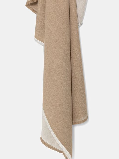 BOSS szalik z dodatkiem wełny Joely_60*190 damski kolor beżowy gładki 50558638