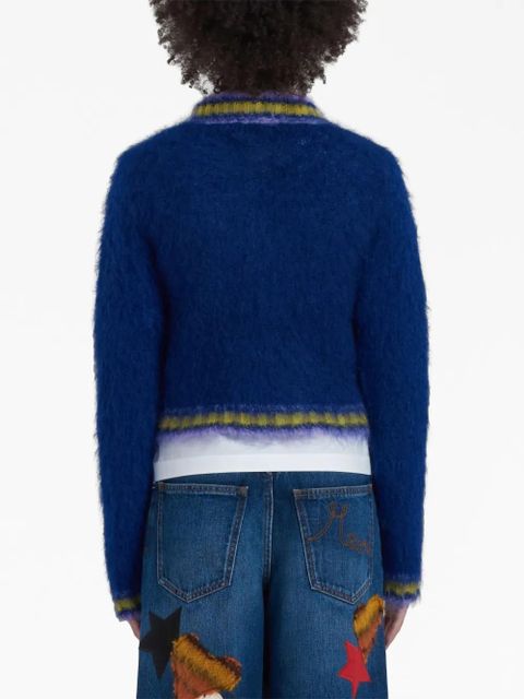 Marni striped-trim mohair-blend jumper - Blue - zdjęcie produktu nr 2