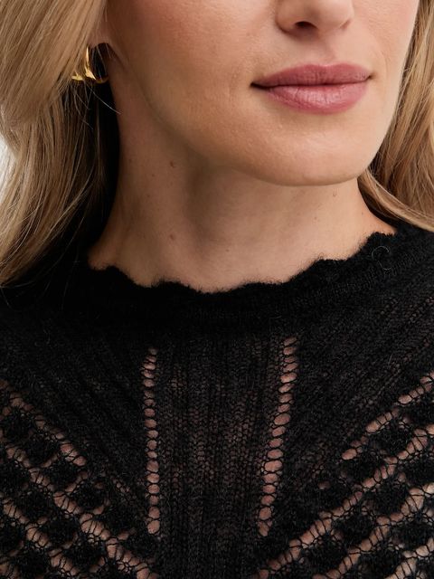 Twinset sweter wełniany damski kolor czarny 252TP3520