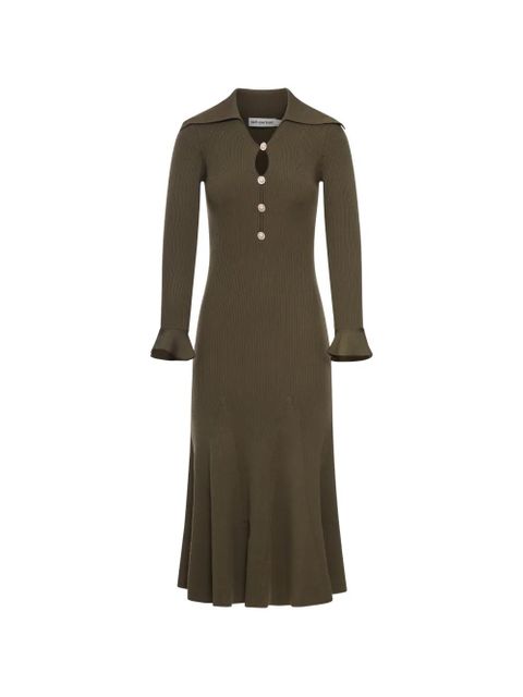 Self-Portrait oversized collar button midi dress - Green - zdjęcie produktu nr 2