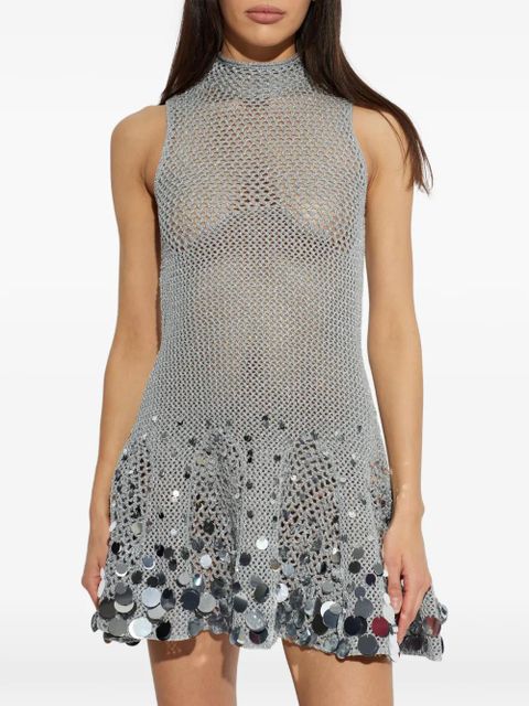 Casablanca sequin-embellished high-neck dress - Silver
