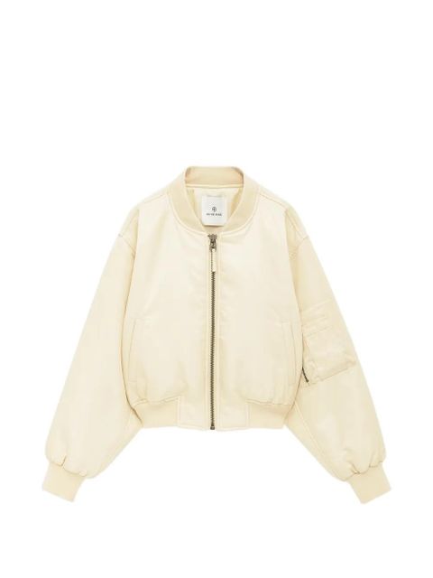 ANINE BING Leon cropped bomber jacket - Neutrals - zdjęcie produktu nr 1