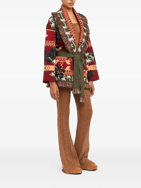 Alanui Icon jacquard fringed cardigan - Red - zdjęcie produktu nr 2