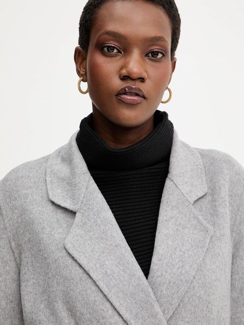 BOSS płaszcz wełniany damski kolor szary przejściowy niezapinany 50541513