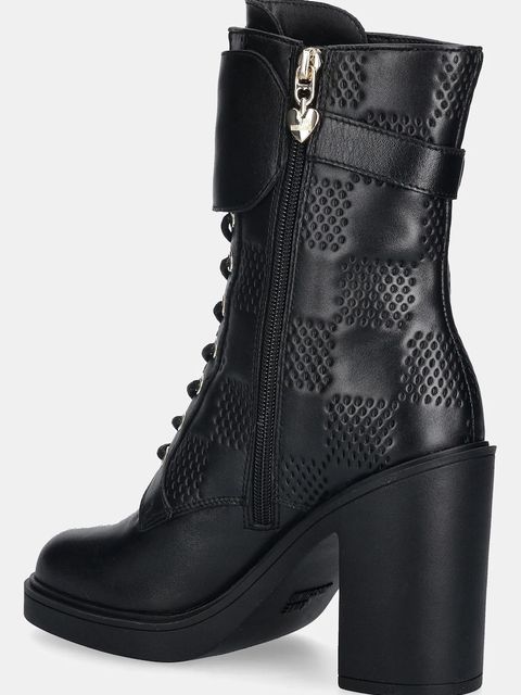 Love Moschino botki skórzane damskie kolor czarny na słupku JA2435AG0NIA0000