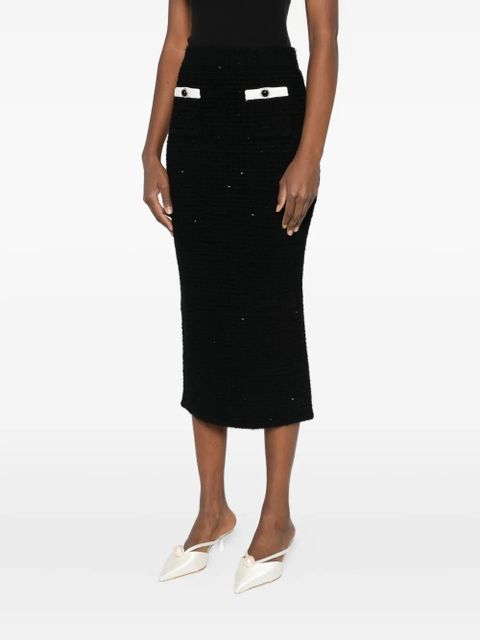 Self-Portrait button-pocket skirt - Black