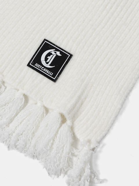 Just Cavalli szalik z dodatkiem wełny damski kolor beżowy melanżowy 79RA2H08 ZG411