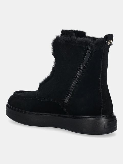 Twinset botki zamszowe damskie kolor czarny na płaskim obcasie lekko ocieplone 252TGT01C