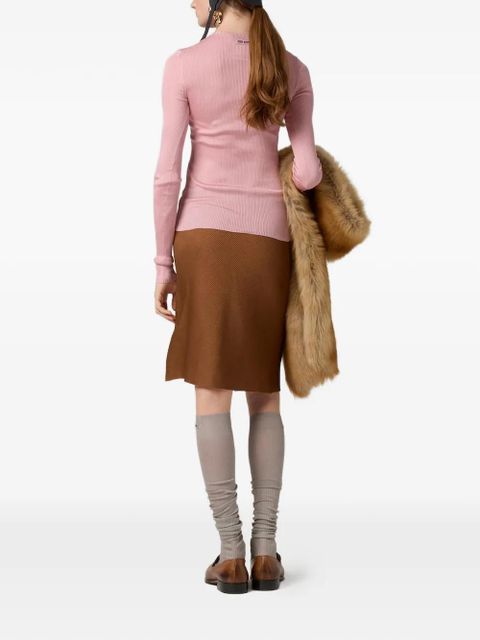 Miu Miu V-neck ribbed top - Pink