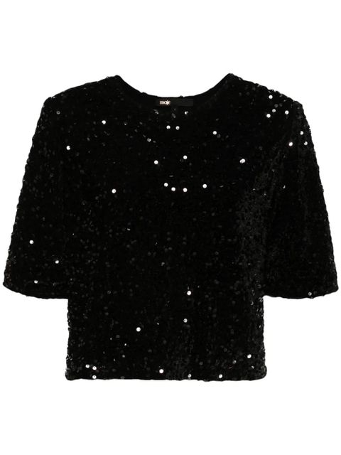 Maje sequinned velvet top - Black - zdjęcie produktu nr 1