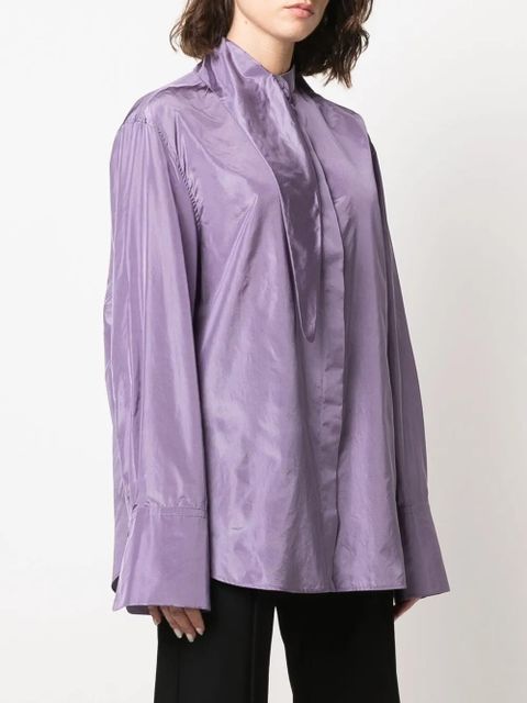 Valentino Garavani tied-neck silk shirt - Purple