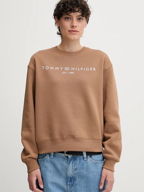 Tommy Hilfiger bluza damska kolor brązowy z nadrukiem WW0WW39791 - zdjęcie produktu nr 1