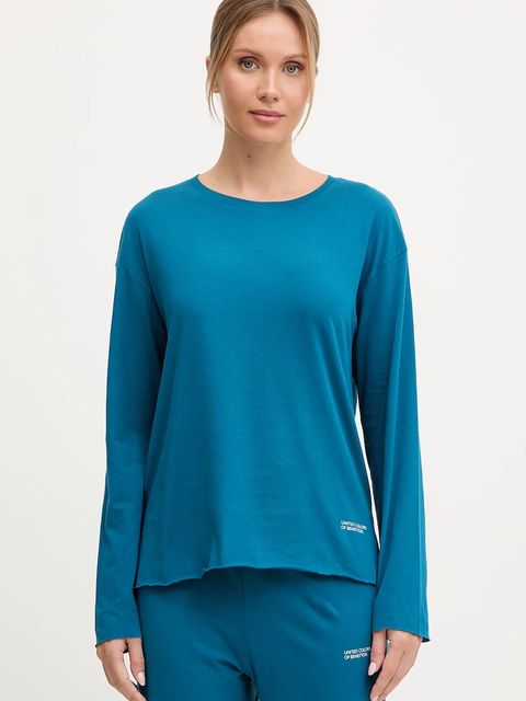 United Colors of Benetton piżama bawełniana damska kolor niebieski 35VB3P048