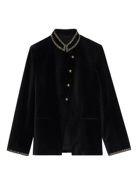 Zadig&Voltaire velvet-effect embellished-collar jacket - Black - zdjęcie produktu nr 1