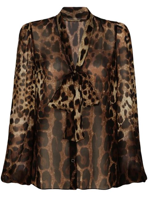 Dolce & Gabbana leopard-print silk blouse - Brown - zdjęcie produktu nr 1