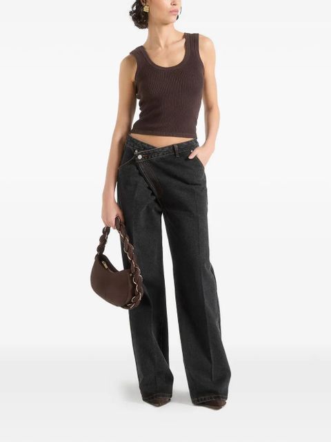 Manière De Voir Astrid wrapover wide-leg washed black jeans - zdjęcie produktu nr 2