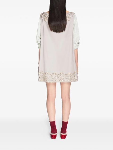 DRIES VAN NOTEN beaded-embellishment mini dress - Neutrals