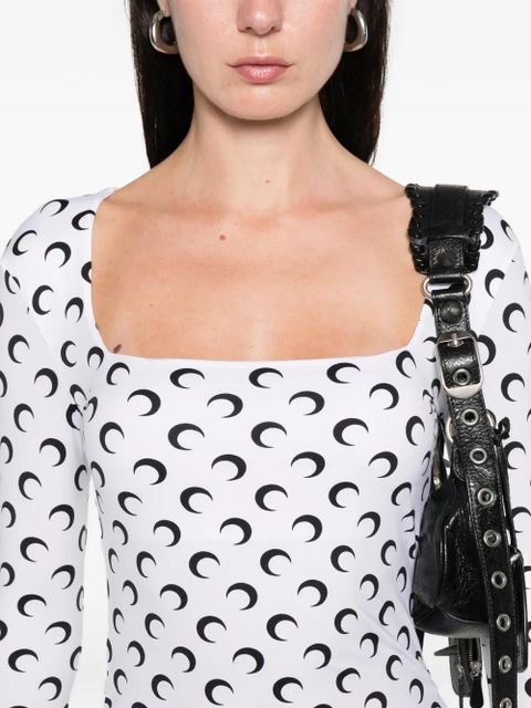Marine Serre Moon square-neck top - White