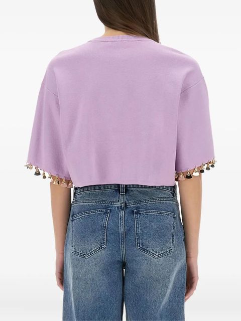 Rabanne embellished cropped T-shirt - Purple - zdjęcie produktu nr 2