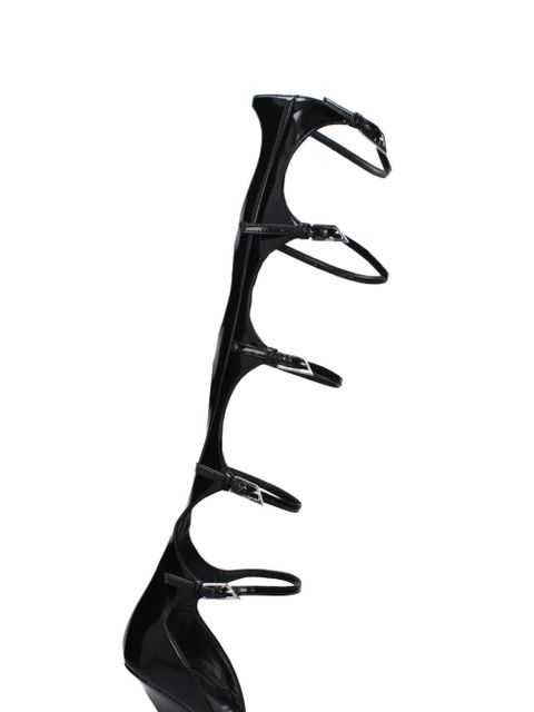 The Attico patent-leather buckle-strap sandals - Black