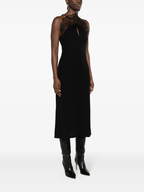 Givenchy lace-appliqué halterneck midi dress - Black
