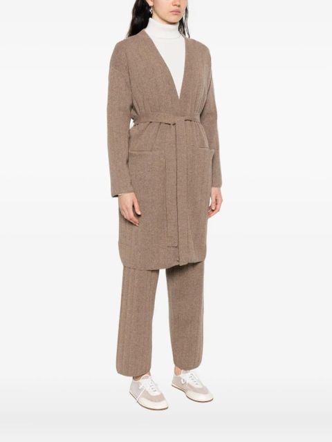 Max Mara ribbed belted cardigan - Brown