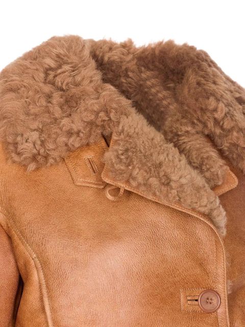 Chloé shearling-collared leather jacket - Brown