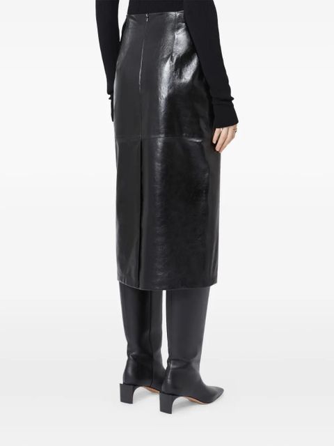 Max Mara panelled leather skirt - Black