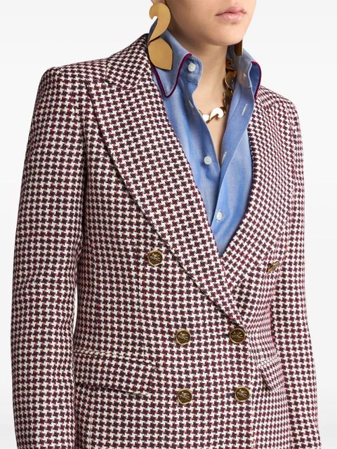 ETRO houndstooth-pattern double-breasted jacket - White