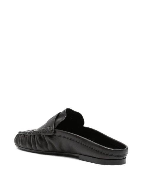 Saint Laurent ruched logo mules - Brown