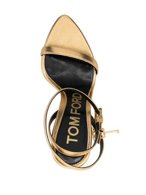 TOM FORD 115mm Padlock metallic sandals - Gold