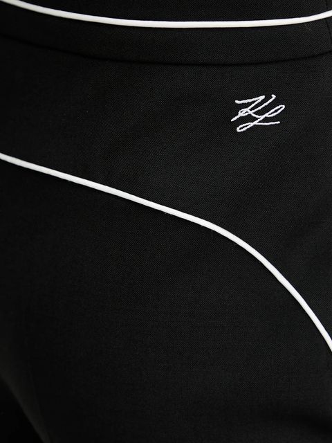 Karl Lagerfeld spodnie z domieszką wełny damskie kolor czarny proste high waist A3W10094