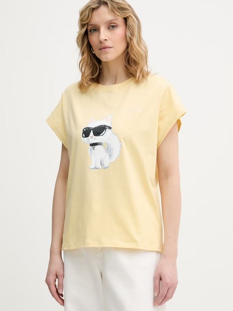 Karl Lagerfeld T-shirt damski bawełniany IKON AQUARELLE - zdjęcie produktu nr 1