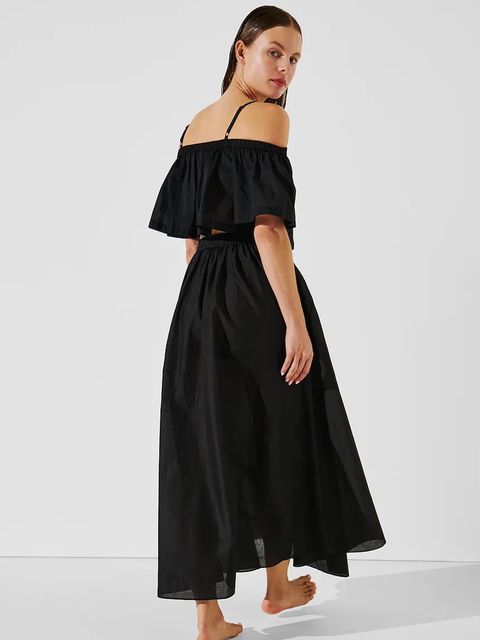 Karl Lagerfeld spódnica bawełniana kolor czarny maxi rozkloszowana A2W46043