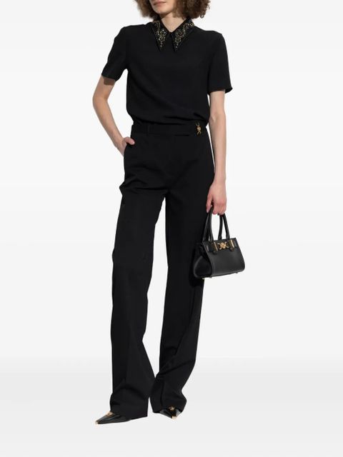 Versace embellished-collar short-sleeve blouse - Black