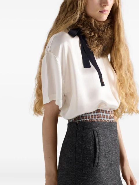 Prada Triangle-logo short-sleeved top - White