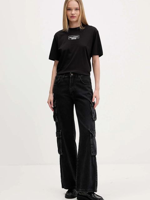 Karl Lagerfeld Jeans t-shirt bawełniany damski kolor czarny A4W17003 - zdjęcie produktu nr 2