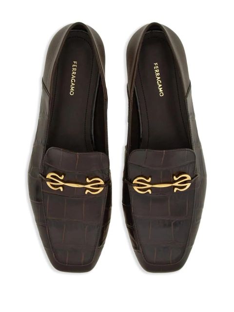 Ferragamo Gancini leather loafers - Brown