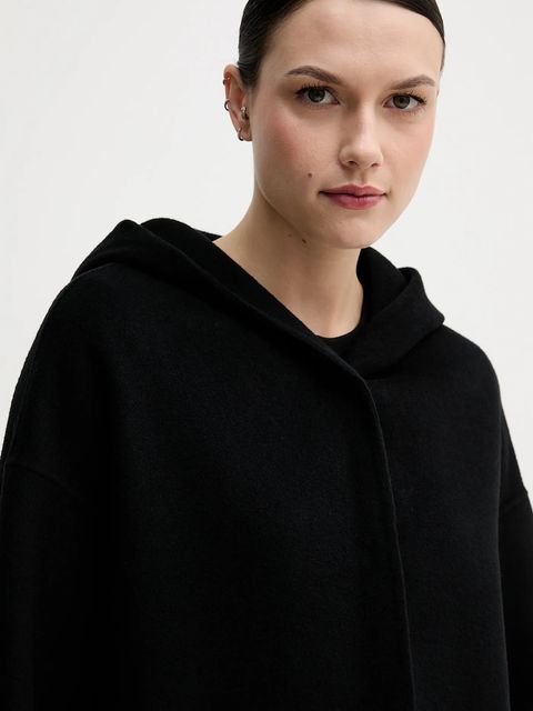 United Colors of Benetton płaszcz z dodatkiem wełny kolor czarny 28F7DN08M