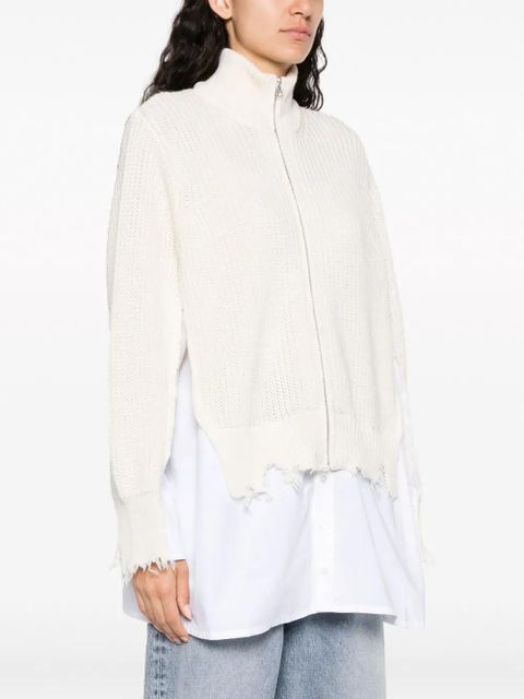 MM6 Maison Margiela distressed-finish shirt-underlayer jumper - White