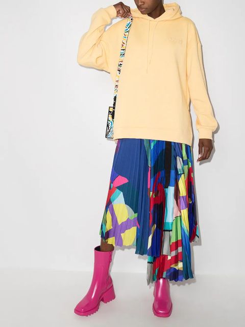 GANNI logo-embroidered oversized hoodie - Yellow