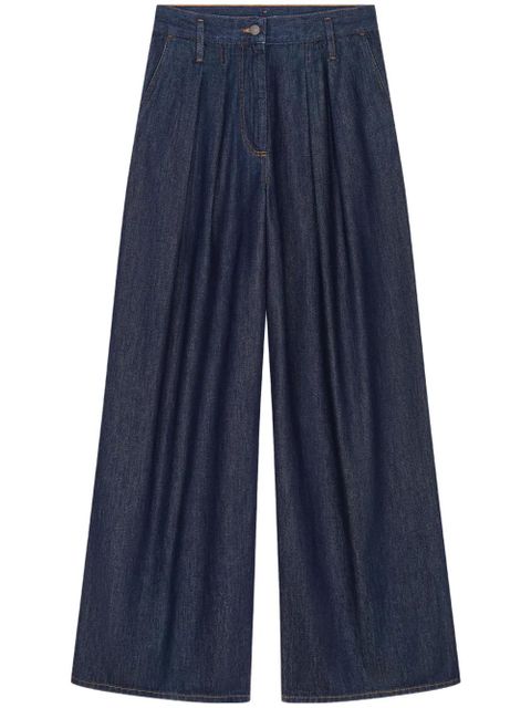 DRIES VAN NOTEN pleated wide-leg jeans - Blue - zdjęcie produktu nr 1