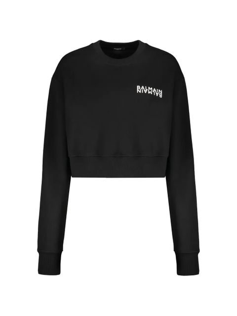 Balmain cropped logo sweatshirt - Black - zdjęcie produktu nr 1