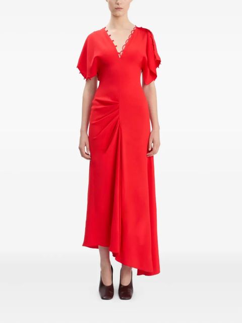Victoria Beckham rouleaux-detail midi dress - Red - zdjęcie produktu nr 2