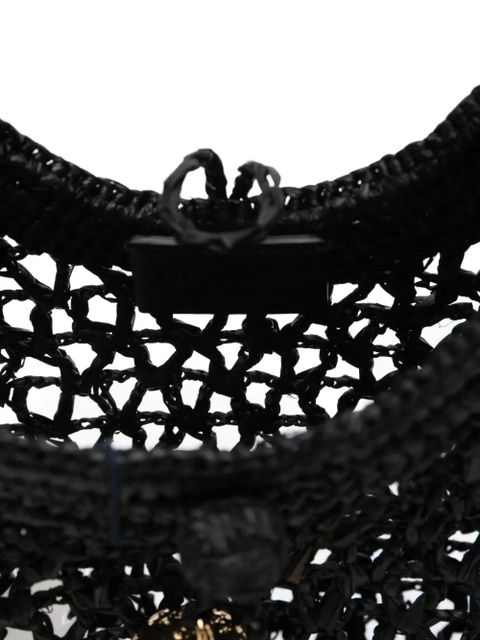 Jacquemus circular-handle raffia tote bag - Black