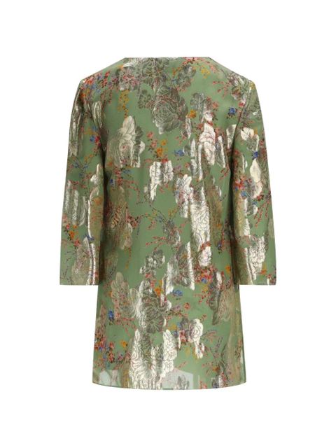 Valentino Garavani floral-brocade draped tunic top - Green - zdjęcie produktu nr 2